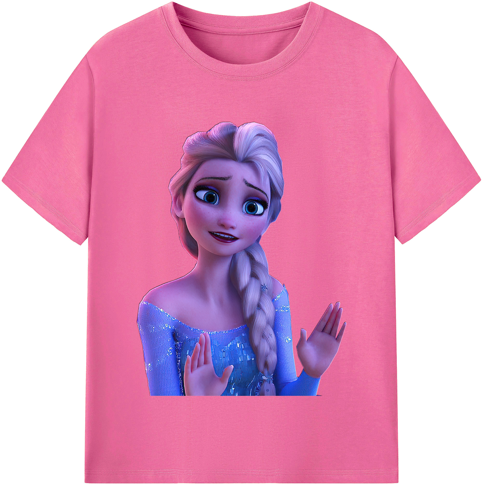 （画像用） アナと雪の女王 アンナ エルサ Frozen Anna Elsa レディースカジュアルプリントTシャツ（綿100％）